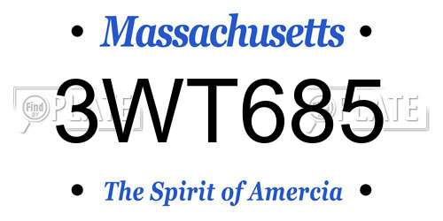 3WT685 Massachusetts License Plate