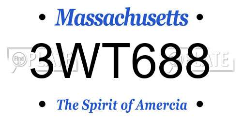 3WT688 Massachusetts License Plate