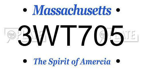 3WT705 Massachusetts License Plate