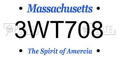 3WT708 Massachusetts License Plate