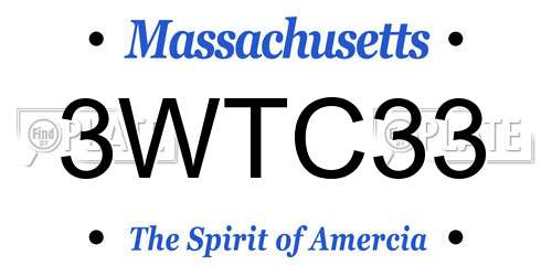 3WTC33 Massachusetts License Plate