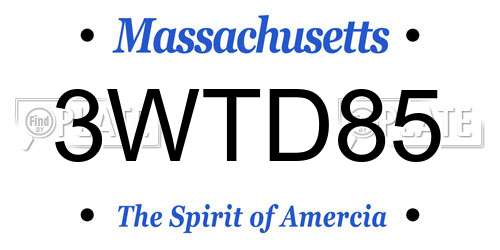 3WTD85 Massachusetts License Plate