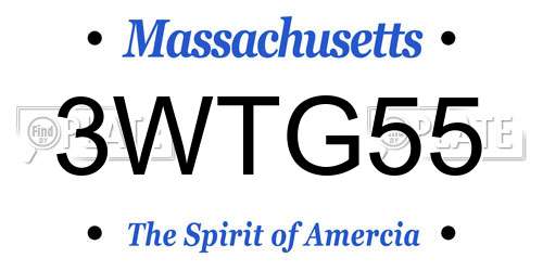 3WTG55 Massachusetts License Plate