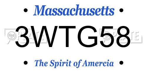 3WTG58 Massachusetts License Plate