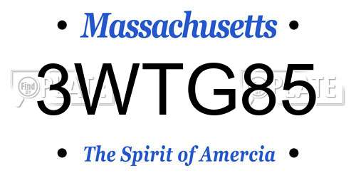 3WTG85 Massachusetts License Plate