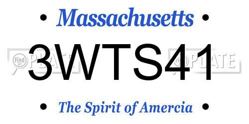 3WTS41 Massachusetts License Plate