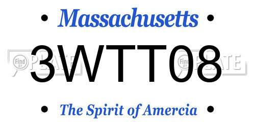 3WTT08 Massachusetts License Plate