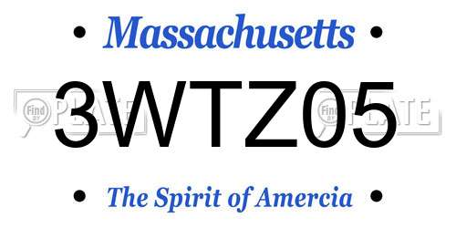 3WTZ05 Massachusetts License Plate