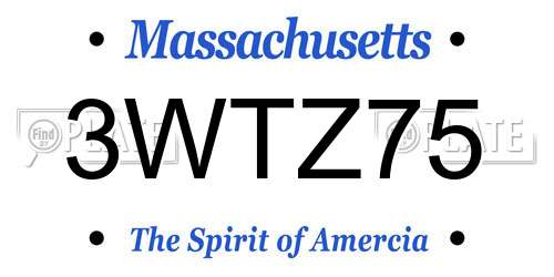 3WTZ75 Massachusetts License Plate