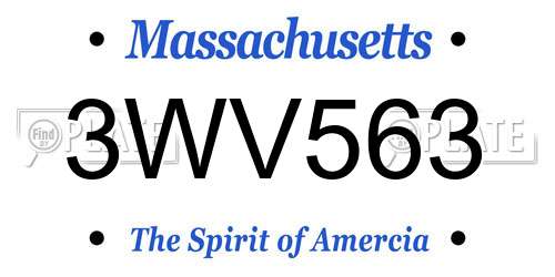 3WV563 Massachusetts License Plate