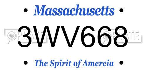 3WV668 Massachusetts License Plate