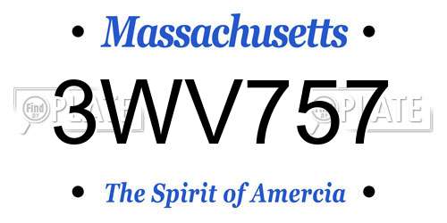 3WV757 Massachusetts License Plate