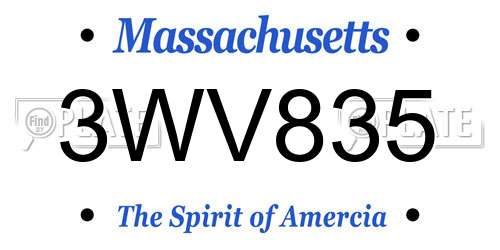 3WV835 Massachusetts License Plate