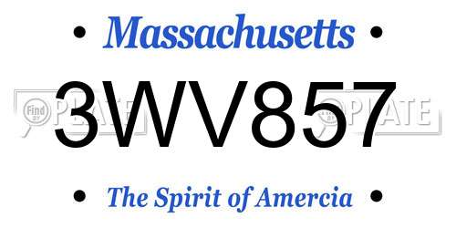 3WV857 Massachusetts License Plate