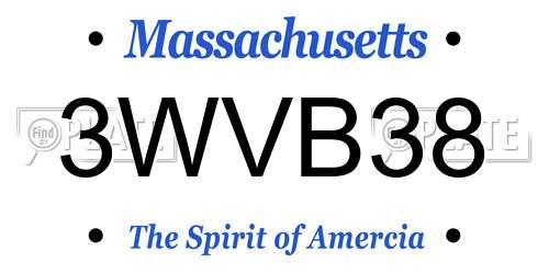 3WVB38 Massachusetts License Plate