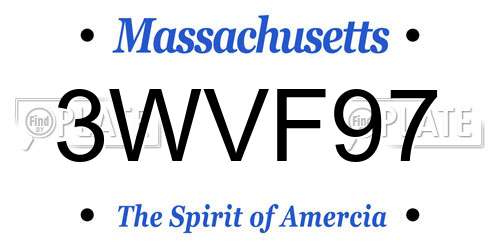 3WVF97 Massachusetts License Plate