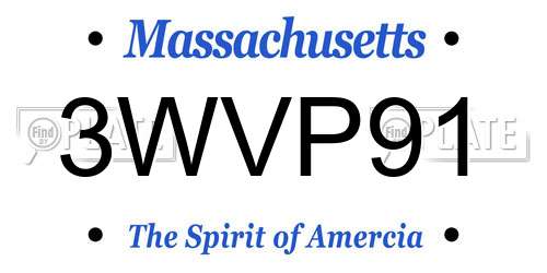 3WVP91 Massachusetts License Plate