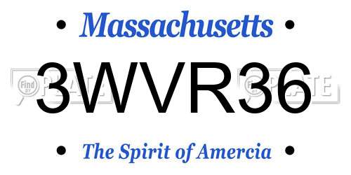 3WVR36 Massachusetts License Plate