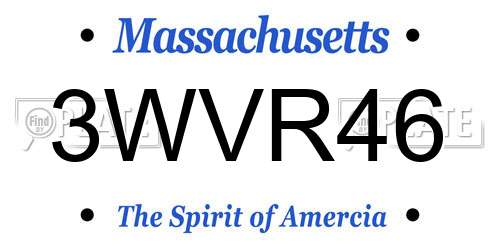 3WVR46 Massachusetts License Plate