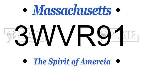 3WVR91 Massachusetts License Plate