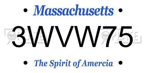 3WVW75 Massachusetts License Plate