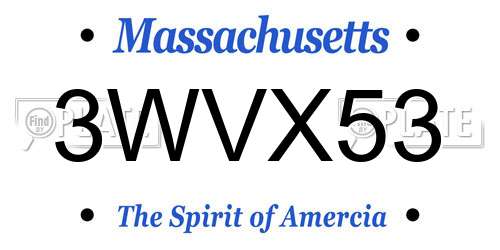 3WVX53 Massachusetts License Plate