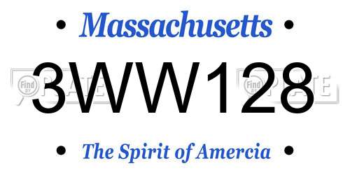3WW128 Massachusetts License Plate