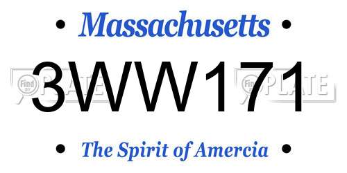 3WW171 Massachusetts License Plate