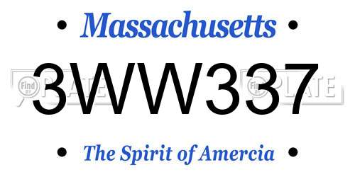 3WW337 Massachusetts License Plate