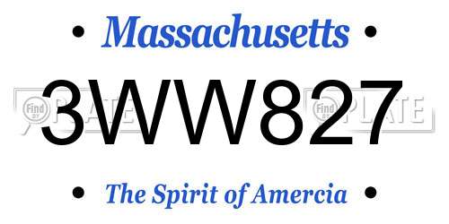 3WW827 Massachusetts License Plate