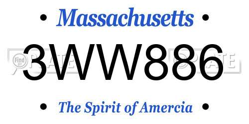 3WW886 Massachusetts License Plate