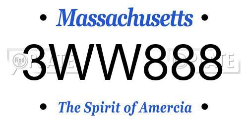 3WW888 Massachusetts License Plate