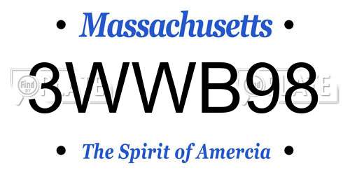 3WWB98 Massachusetts License Plate