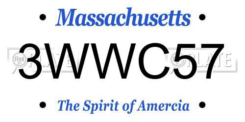 3WWC57 Massachusetts License Plate