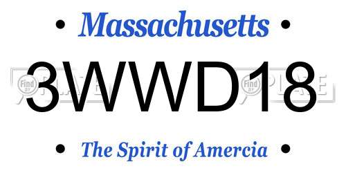 3WWD18 Massachusetts License Plate