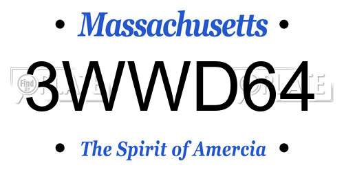 3WWD64 Massachusetts License Plate