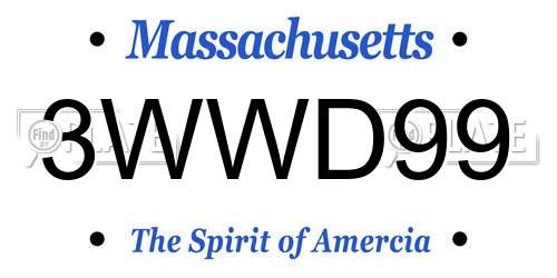 3WWD99 Massachusetts License Plate