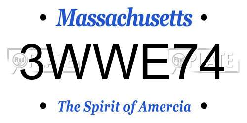 3WWE74 Massachusetts License Plate