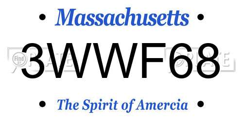 3WWF68 Massachusetts License Plate