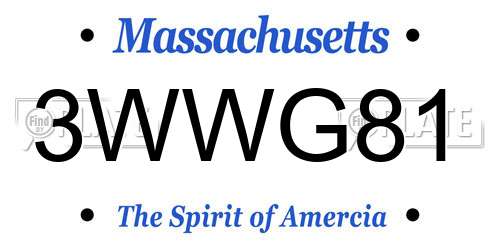 3WWG81 Massachusetts License Plate
