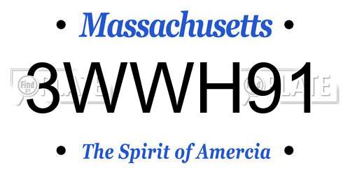 3WWH91 Massachusetts License Plate