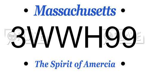 3WWH99 Massachusetts License Plate