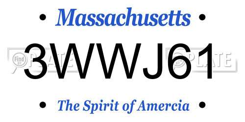 3WWJ61 Massachusetts License Plate