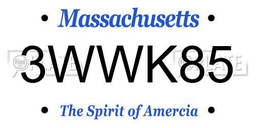 3WWK85 Massachusetts License Plate