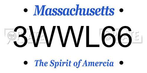 3WWL66 Massachusetts License Plate