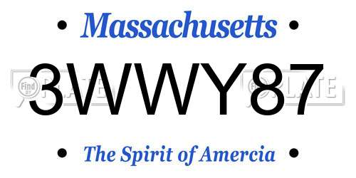 3WWY87 Massachusetts License Plate