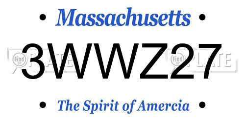 3WWZ27 Massachusetts License Plate