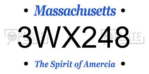 3WX248 Massachusetts License Plate