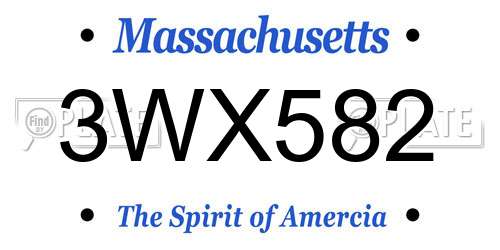 3WX582 Massachusetts License Plate