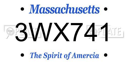 3WX741 Massachusetts License Plate